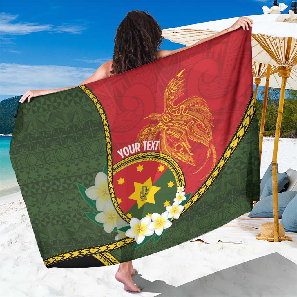 Personalised PNG Isten Hailans Provins Sarong Papua New Guinea Plumeria Melanesian Pattern LT14 One Size 44 x 66 inches Green - Polynesian Pride