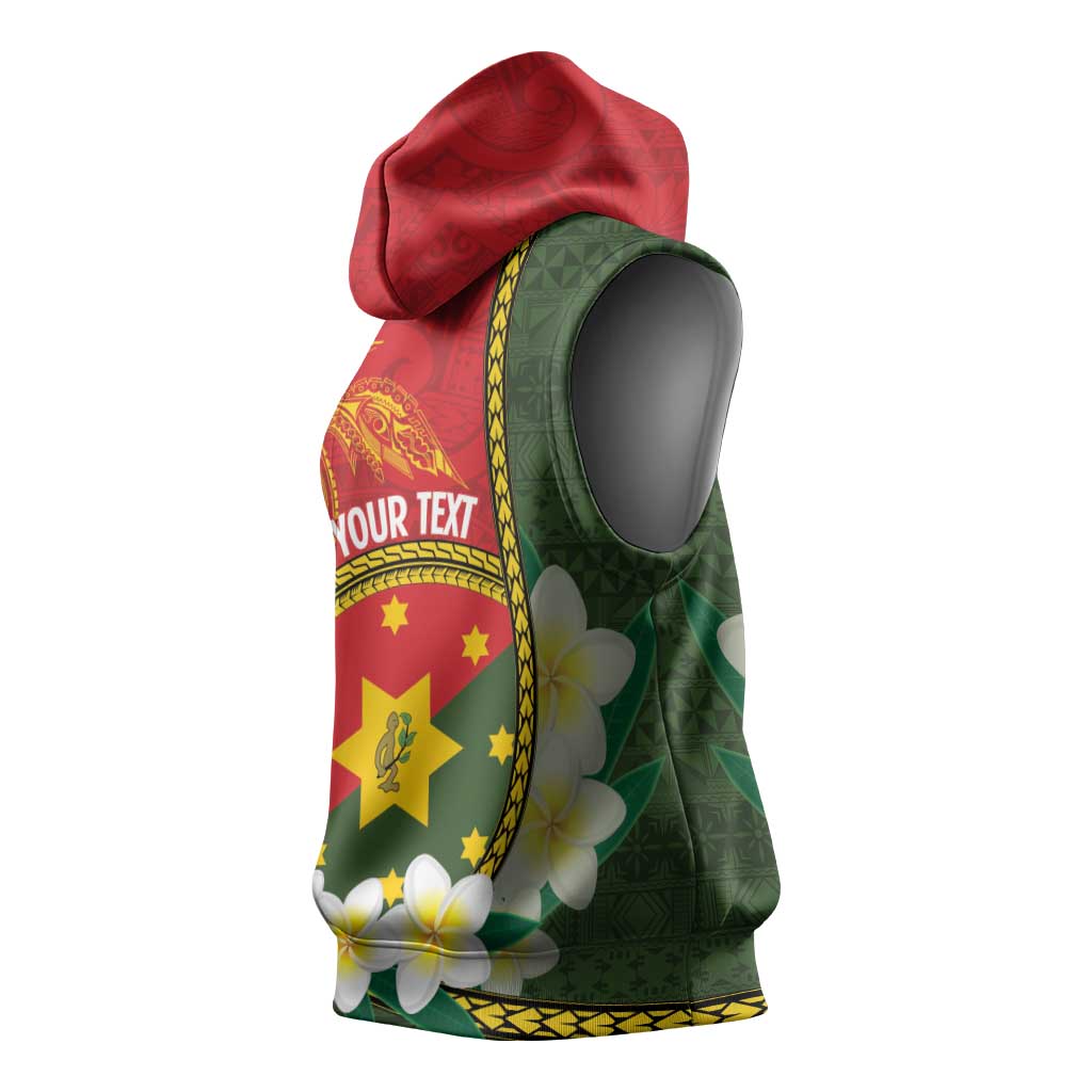 Personalised PNG Isten Hailans Provins Sleeveless Hoodie Papua New Guinea Plumeria Melanesian Pattern LT14 - Polynesian Pride