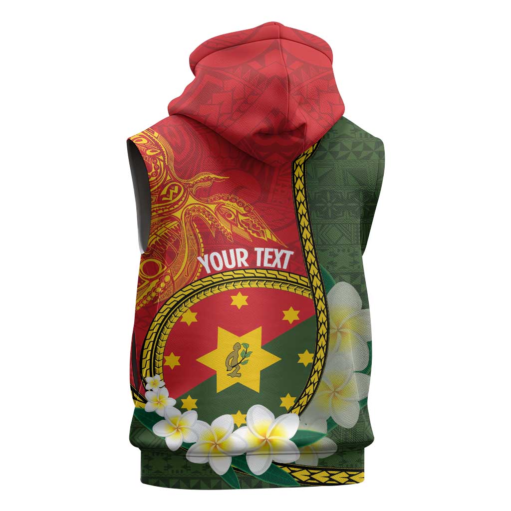 Personalised PNG Isten Hailans Provins Sleeveless Zip Hoodie Papua New Guinea Plumeria Melanesian Pattern LT14 - Polynesian Pride