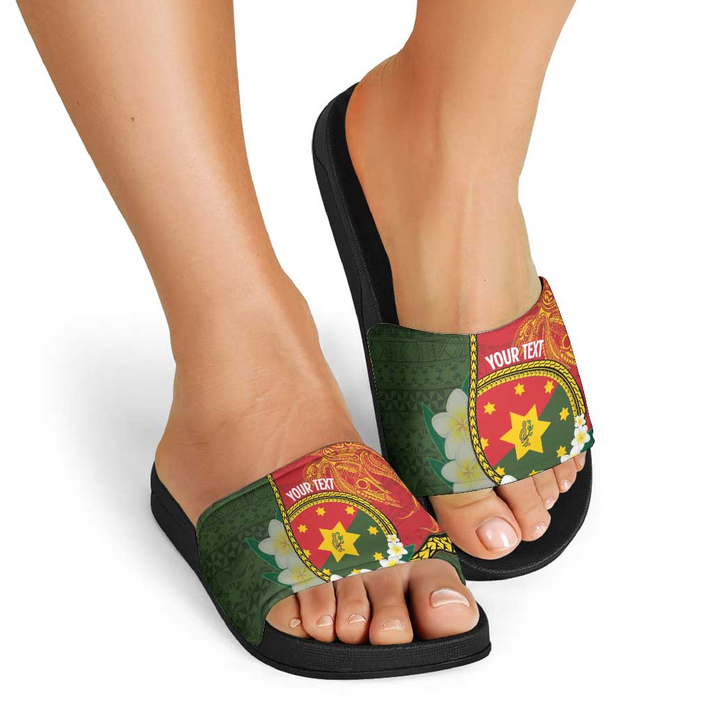 Personalised PNG Isten Hailans Provins Slide Sandals Papua New Guinea Plumeria Melanesian Pattern LT14 - Polynesian Pride