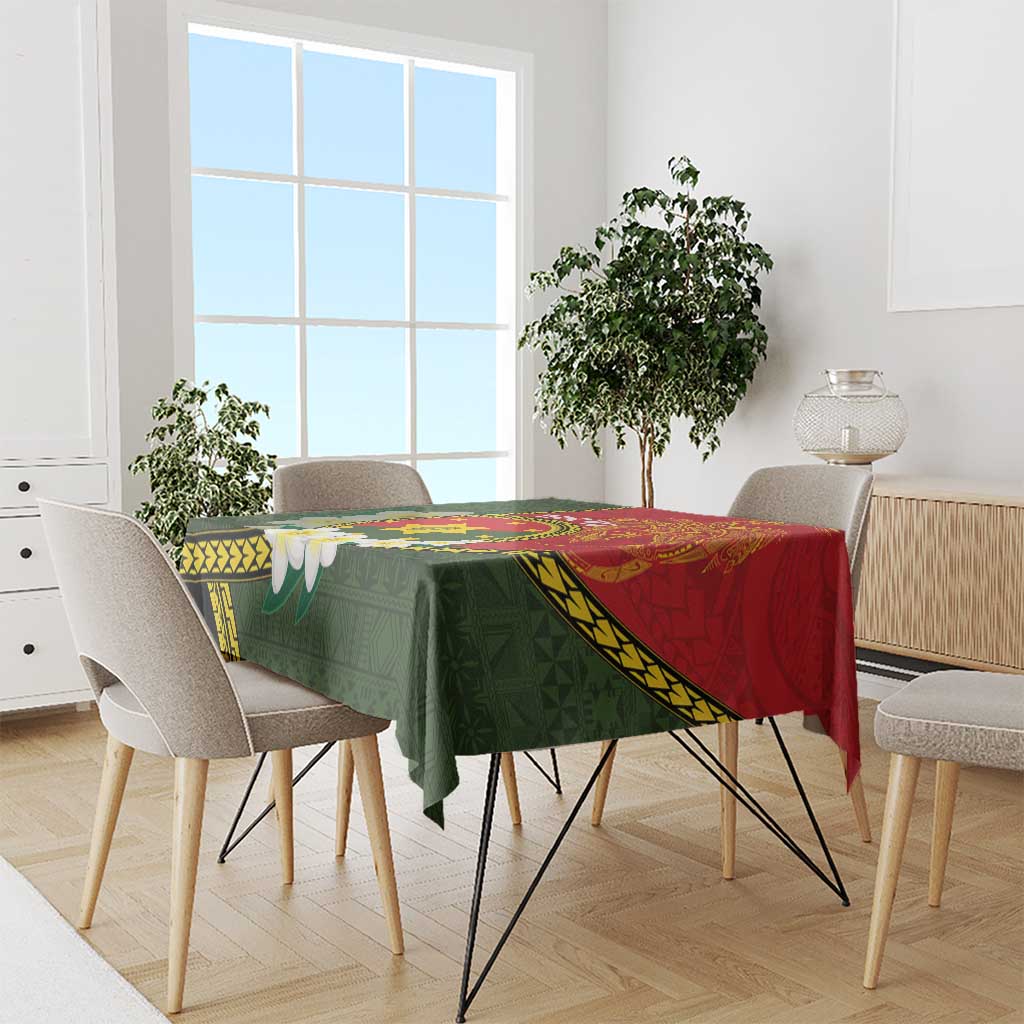 Personalised PNG Isten Hailans Provins Tablecloth Papua New Guinea Plumeria Melanesian Pattern - Polynesian Pride