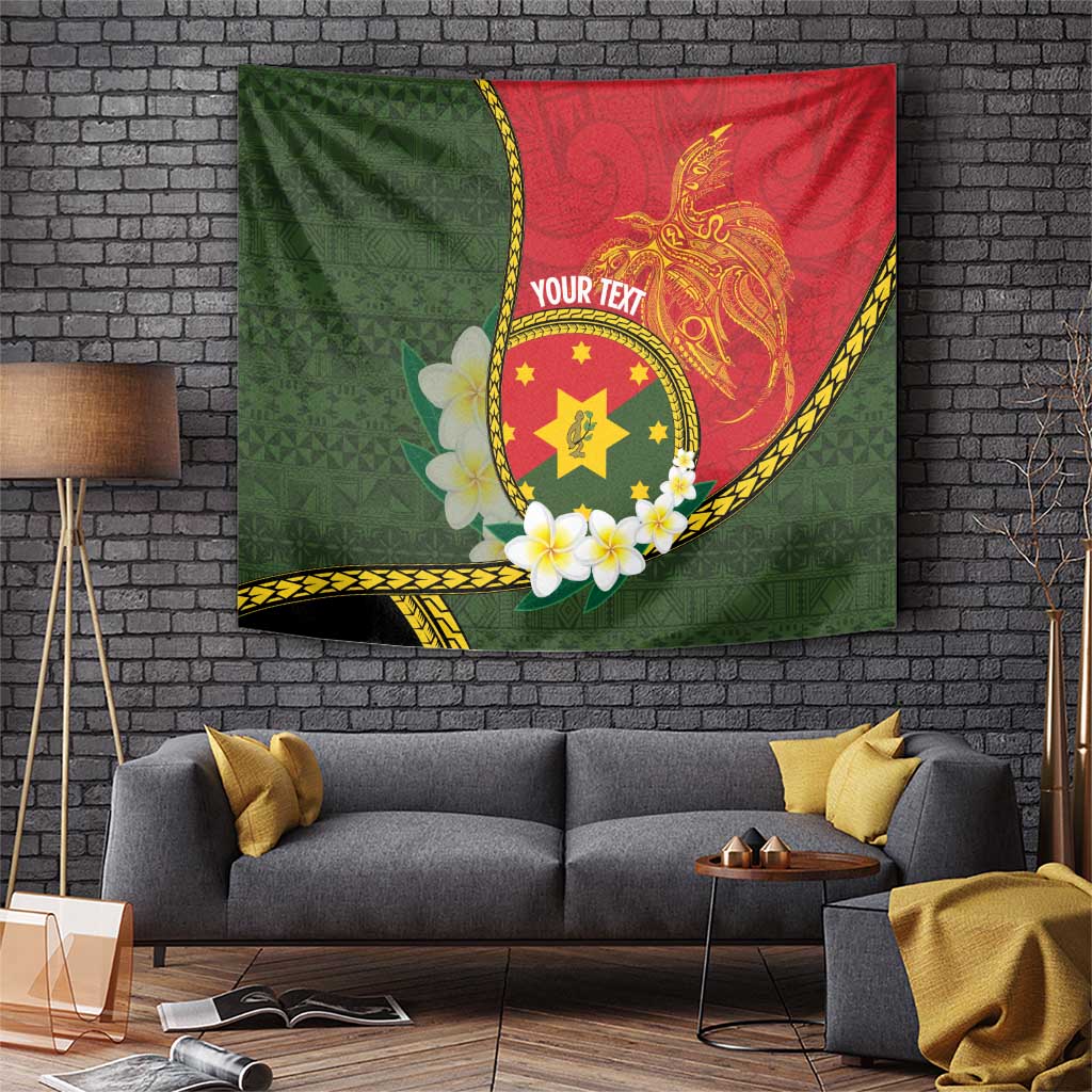Personalised PNG Isten Hailans Provins Tapestry Papua New Guinea Plumeria Melanesian Pattern LT14 Green - Polynesian Pride