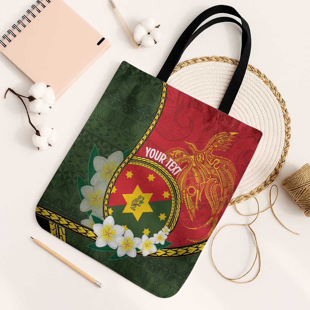 Personalised PNG Isten Hailans Provins Tote Bag Papua New Guinea Plumeria Melanesian Pattern LT14 One Size Green - Polynesian Pride