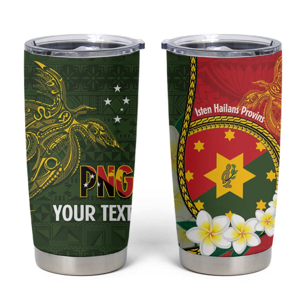 Personalised PNG Isten Hailans Provins Tumbler Cup Papua New Guinea Plumeria Melanesian Pattern LT14 Green - Polynesian Pride