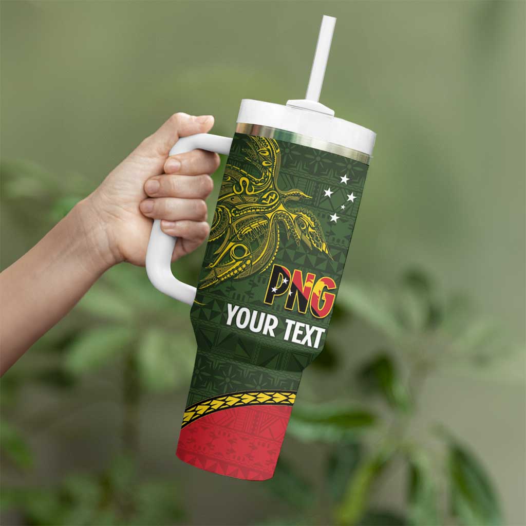 Personalised PNG Isten Hailans Provins Tumbler With Handle Papua New Guinea Plumeria Melanesian Pattern LT14 - Polynesian Pride