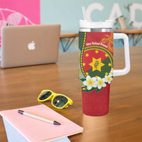 Personalised PNG Isten Hailans Provins Tumbler With Handle Papua New Guinea Plumeria Melanesian Pattern LT14 - Polynesian Pride