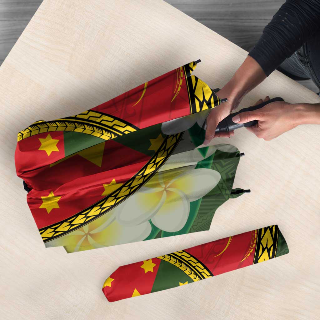 Personalised PNG Isten Hailans Provins Umbrella Papua New Guinea Plumeria Melanesian Pattern LT14 - Polynesian Pride