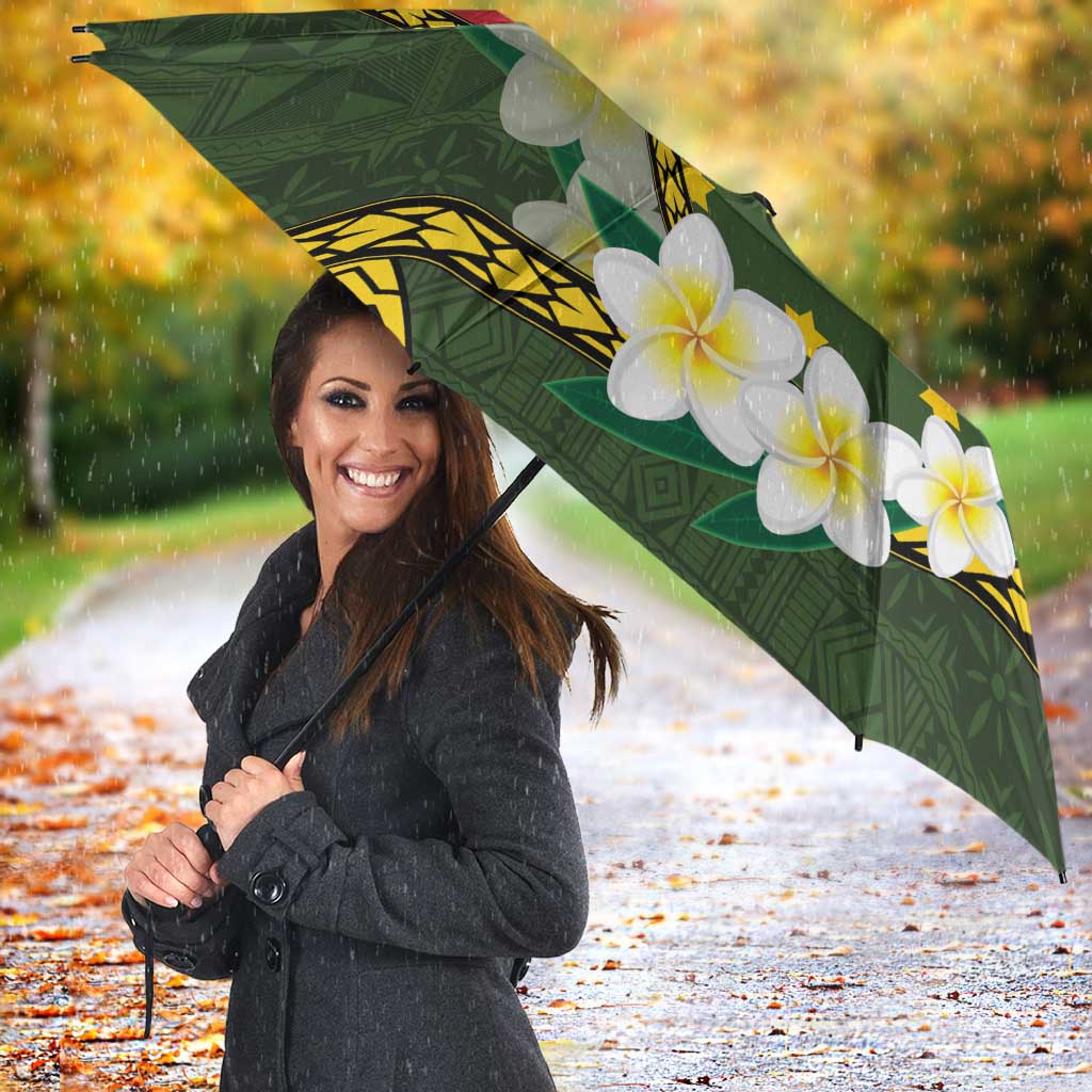 Personalised PNG Isten Hailans Provins Umbrella Papua New Guinea Plumeria Melanesian Pattern LT14 - Polynesian Pride