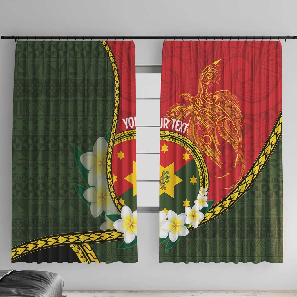 Personalised PNG Isten Hailans Provins Window Curtain Papua New Guinea Plumeria Melanesian Pattern LT14 With Hooks Green - Polynesian Pride