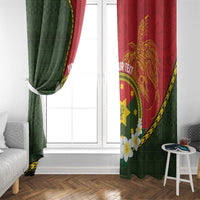 Personalised PNG Isten Hailans Provins Window Curtain Papua New Guinea Plumeria Melanesian Pattern LT14 - Polynesian Pride