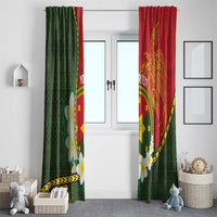 Personalised PNG Isten Hailans Provins Window Curtain Papua New Guinea Plumeria Melanesian Pattern LT14 - Polynesian Pride