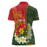 Personalised PNG Isten Hailans Provins Women Polo Shirt Papua New Guinea Plumeria Melanesian Pattern - Polynesian Pride