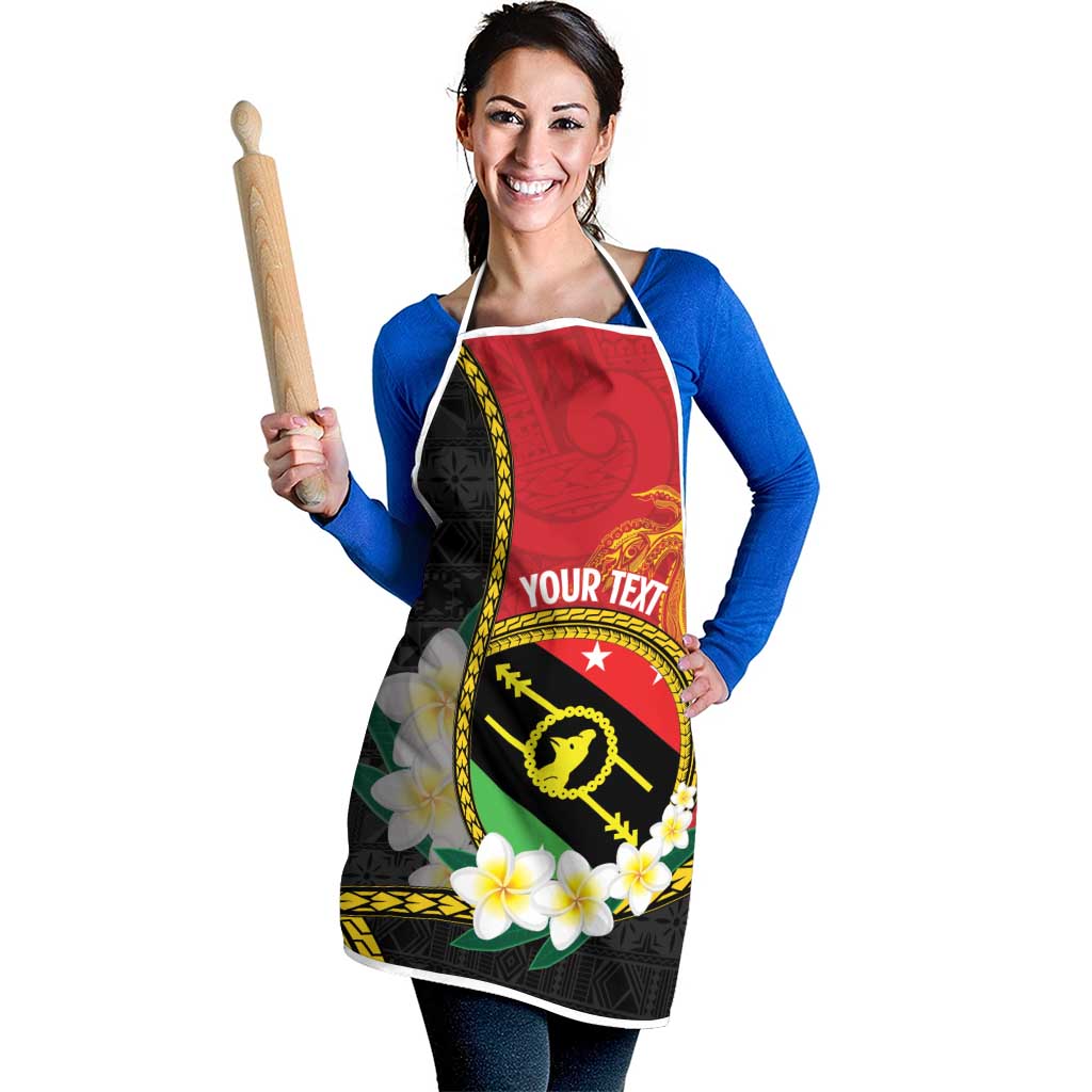 Personalised PNG Sauten Hailans Apron Papua New Guinea Plumeria Melanesian Pattern - Polynesian Pride