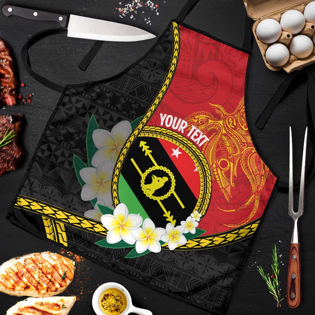 Personalised PNG Sauten Hailans Apron Papua New Guinea Plumeria Melanesian Pattern - Polynesian Pride