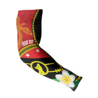Personalised PNG Sauten Hailans Arm Sleeves Papua New Guinea Plumeria Melanesian Pattern LT14 - Polynesian Pride