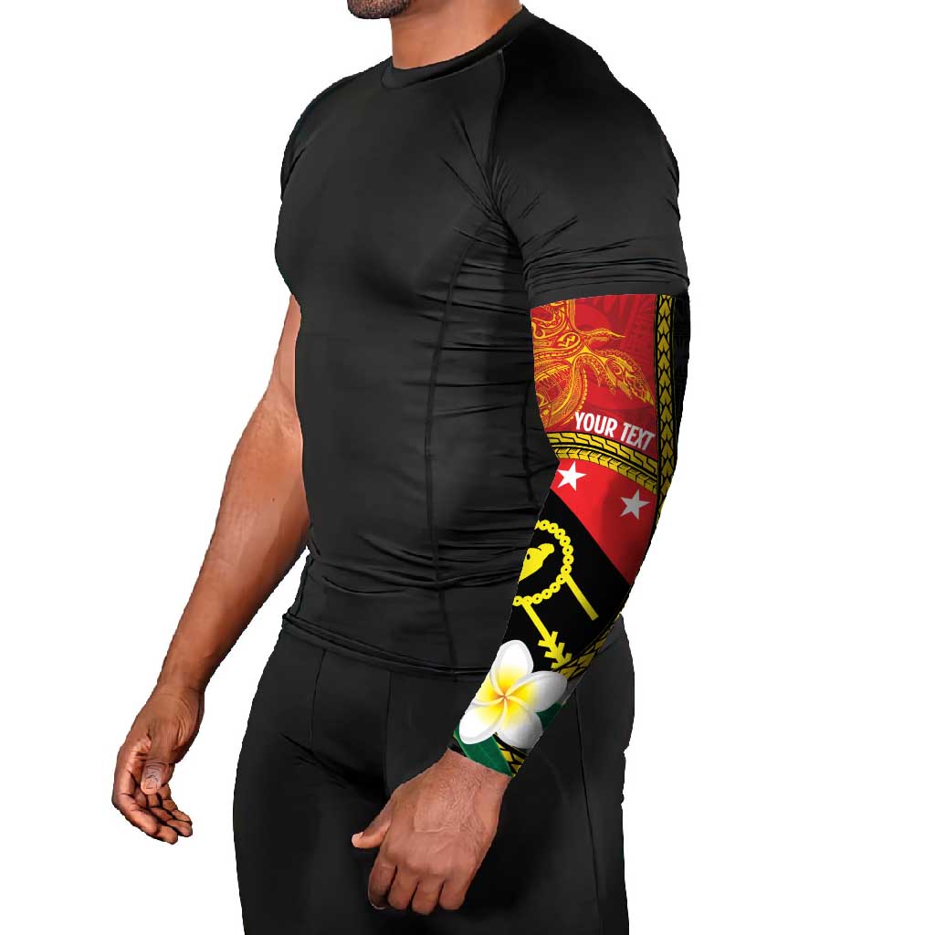 Personalised PNG Sauten Hailans Arm Sleeves Papua New Guinea Plumeria Melanesian Pattern LT14 - Polynesian Pride