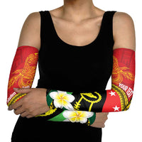 Personalised PNG Sauten Hailans Arm Sleeves Papua New Guinea Plumeria Melanesian Pattern LT14 - Polynesian Pride