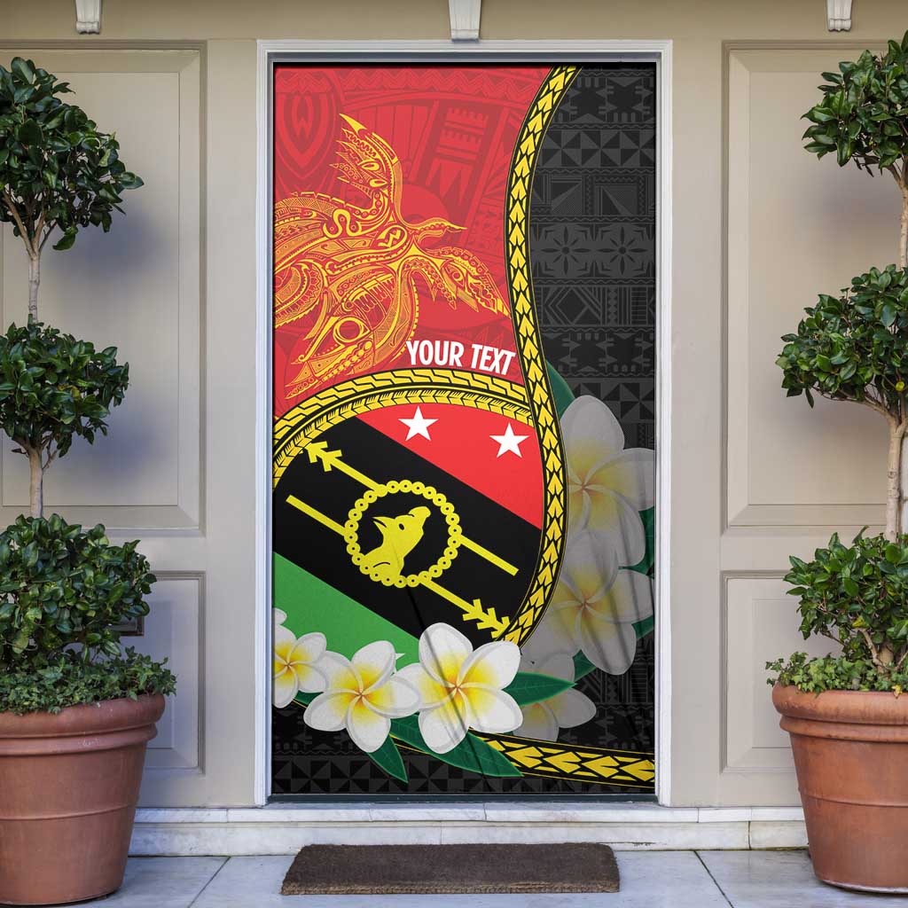Personalised PNG Sauten Hailans Door Cover Papua New Guinea Plumeria Melanesian Pattern LT14 Red - Polynesian Pride