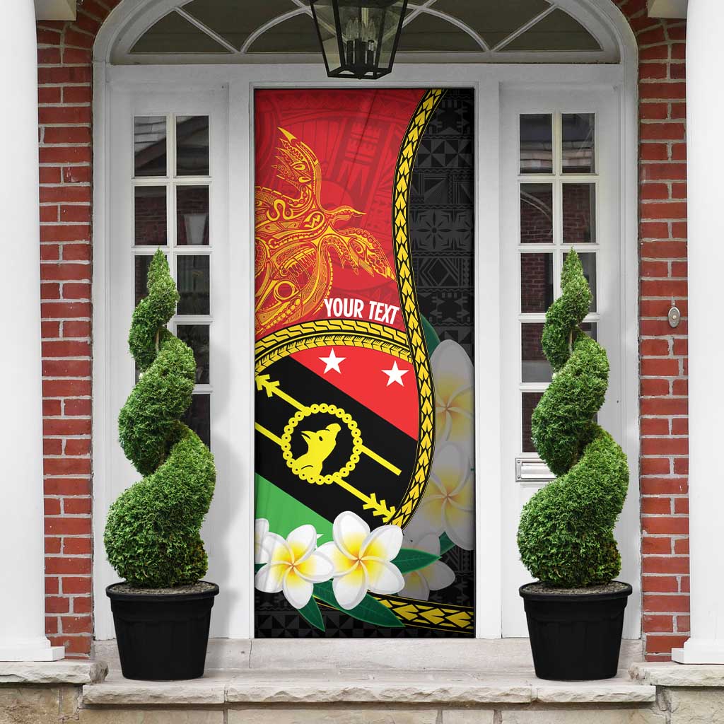 Personalised PNG Sauten Hailans Door Cover Papua New Guinea Plumeria Melanesian Pattern LT14 - Polynesian Pride