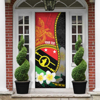 Personalised PNG Sauten Hailans Door Cover Papua New Guinea Plumeria Melanesian Pattern LT14 - Polynesian Pride