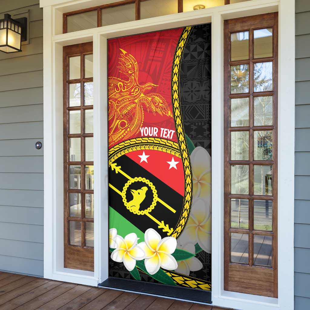 Personalised PNG Sauten Hailans Door Cover Papua New Guinea Plumeria Melanesian Pattern LT14 - Polynesian Pride