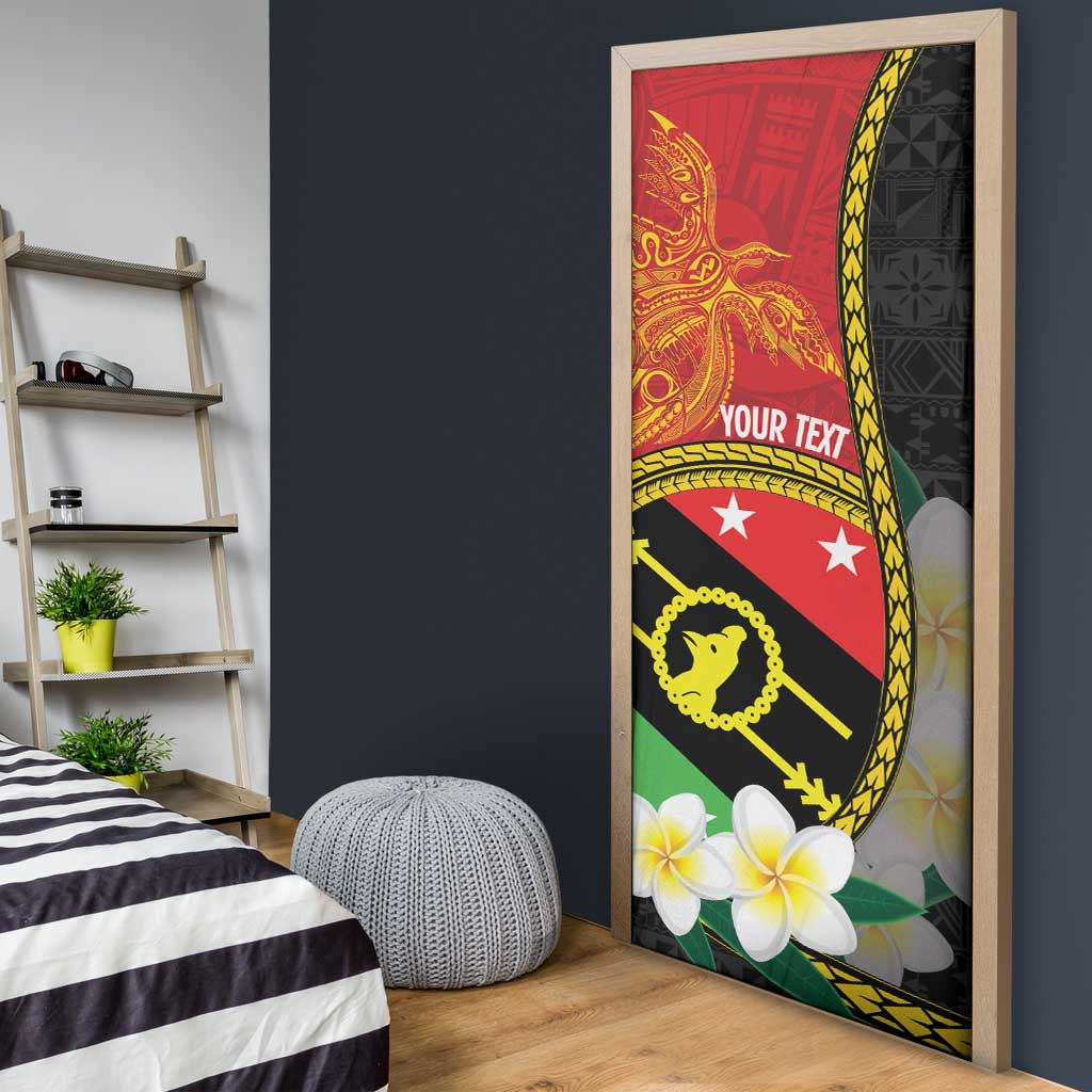 Personalised PNG Sauten Hailans Door Cover Papua New Guinea Plumeria Melanesian Pattern LT14 - Polynesian Pride