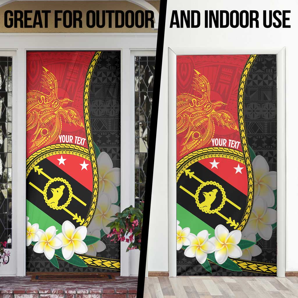 Personalised PNG Sauten Hailans Door Cover Papua New Guinea Plumeria Melanesian Pattern LT14 - Polynesian Pride