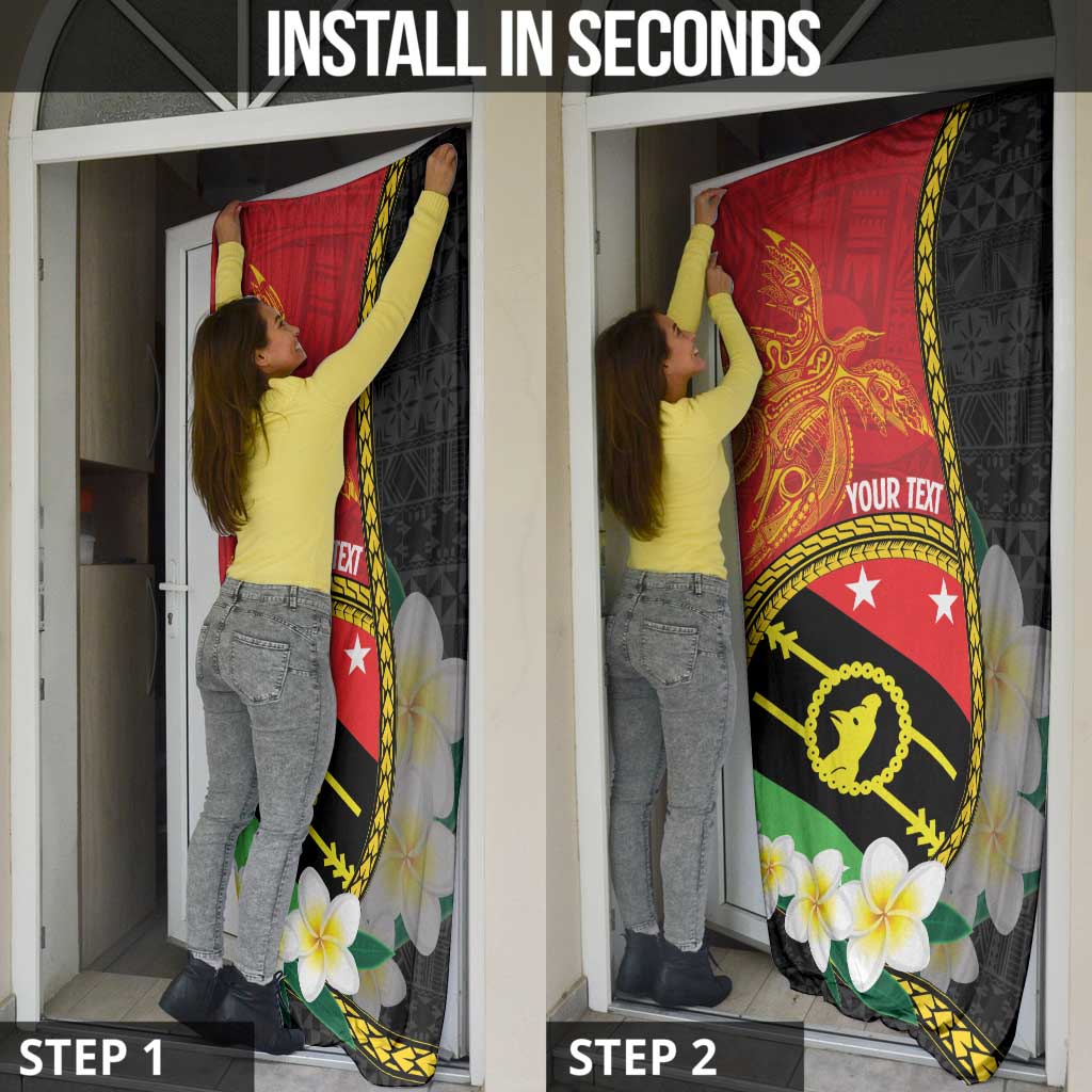 Personalised PNG Sauten Hailans Door Cover Papua New Guinea Plumeria Melanesian Pattern LT14 - Polynesian Pride