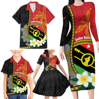 Personalised PNG Sauten Hailans Family Matching Long Sleeve Bodycon Dress and Hawaiian Shirt Papua New Guinea Plumeria Melanesian Pattern LT14 - Polynesian Pride