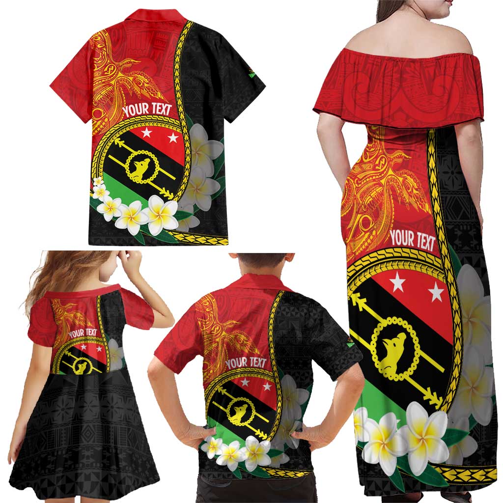 Personalised PNG Sauten Hailans Family Matching Off Shoulder Maxi Dress and Hawaiian Shirt Papua New Guinea Plumeria Melanesian Pattern LT14 - Polynesian Pride