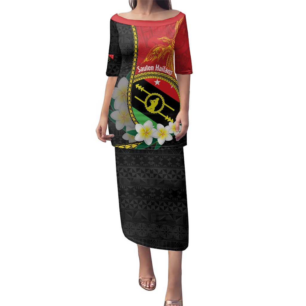 Personalised PNG Sauten Hailans Family Matching Puletasi and Hawaiian Shirt Papua New Guinea Plumeria Melanesian Pattern LT14 Mom's Dress Red - Polynesian Pride