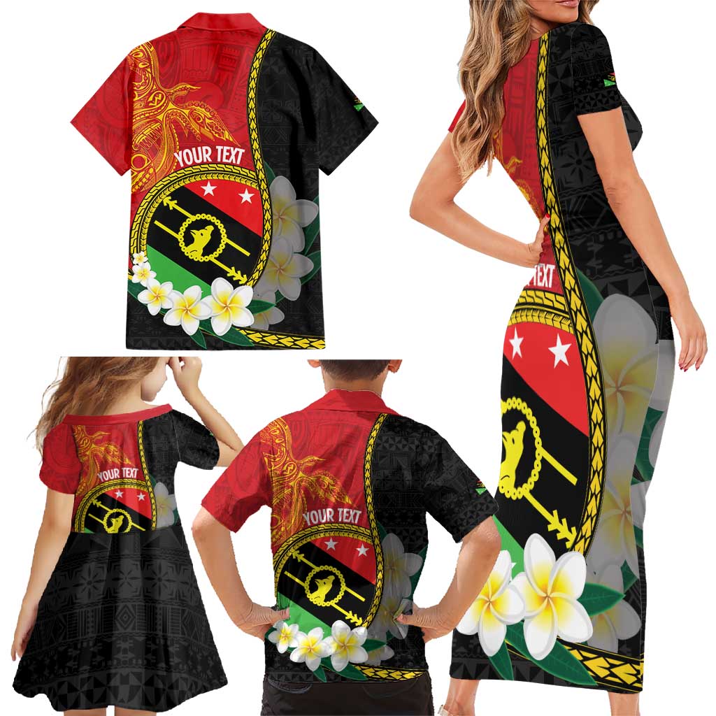 Personalised PNG Sauten Hailans Family Matching Short Sleeve Bodycon Dress and Hawaiian Shirt Papua New Guinea Plumeria Melanesian Pattern LT14 - Polynesian Pride