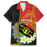 Personalised PNG Sauten Hailans Family Matching Tank Maxi Dress and Hawaiian Shirt Papua New Guinea Plumeria Melanesian Pattern LT14 Dad's Shirt - Short Sleeve Red - Polynesian Pride
