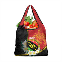 Personalised PNG Sauten Hailans Grocery Bag Papua New Guinea Plumeria Melanesian Pattern LT14 1-pack One Size Red - Polynesian Pride
