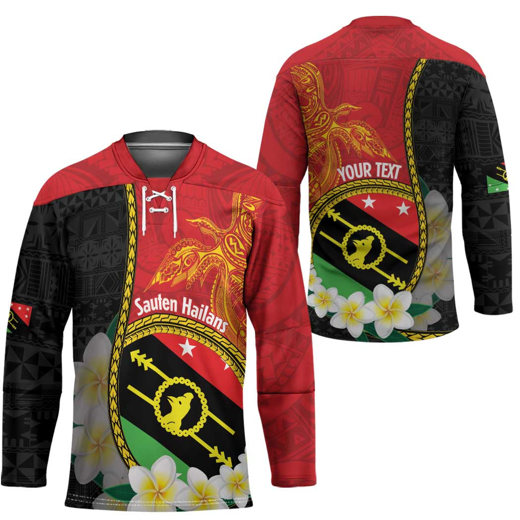 Personalised PNG Sauten Hailans Hockey Jersey Papua New Guinea Plumeria Melanesian Pattern LT14 - Polynesian Pride