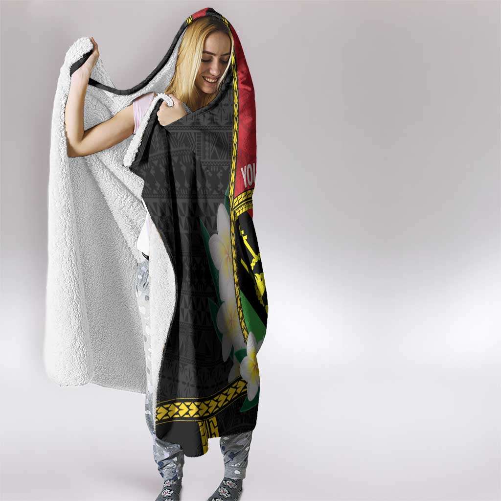 Personalised PNG Sauten Hailans Hooded Blanket Papua New Guinea Plumeria Melanesian Pattern LT14 - Polynesian Pride