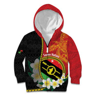 Personalised PNG Sauten Hailans Kid Hoodie Papua New Guinea Plumeria Melanesian Pattern LT14 Zip Hoodie Red - Polynesian Pride