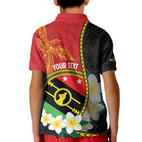 Personalised PNG Sauten Hailans Kid Polo Shirt Papua New Guinea Plumeria Melanesian Pattern LT14 - Polynesian Pride