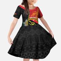 Personalised PNG Sauten Hailans Kid Short Sleeve Dress Papua New Guinea Plumeria Melanesian Pattern LT14 KID Red - Polynesian Pride