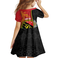 Personalised PNG Sauten Hailans Kid Short Sleeve Dress Papua New Guinea Plumeria Melanesian Pattern LT14 - Polynesian Pride