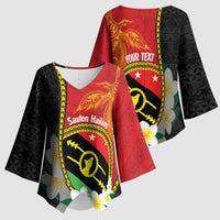 Personalised PNG Sauten Hailans Kimono Sleeve Blouse Papua New Guinea Plumeria Melanesian Pattern LT14 - Polynesian Pride