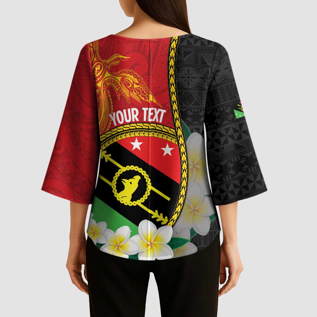 Personalised PNG Sauten Hailans Kimono Sleeve Blouse Papua New Guinea Plumeria Melanesian Pattern LT14 - Polynesian Pride