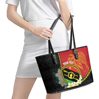 Personalised PNG Sauten Hailans Leather Tote Bag Papua New Guinea Plumeria Melanesian Pattern LT14 - Polynesian Pride