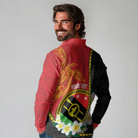 Personalised PNG Sauten Hailans Long Sleeve Polo Shirt Papua New Guinea Plumeria Melanesian Pattern LT14 - Polynesian Pride