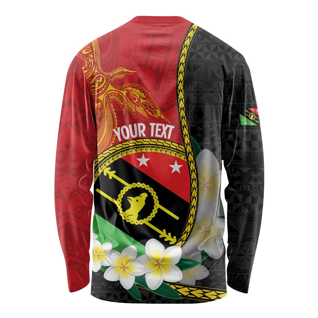 Personalised PNG Sauten Hailans Long Sleeve Shirt Papua New Guinea Plumeria Melanesian Pattern LT14 - Polynesian Pride
