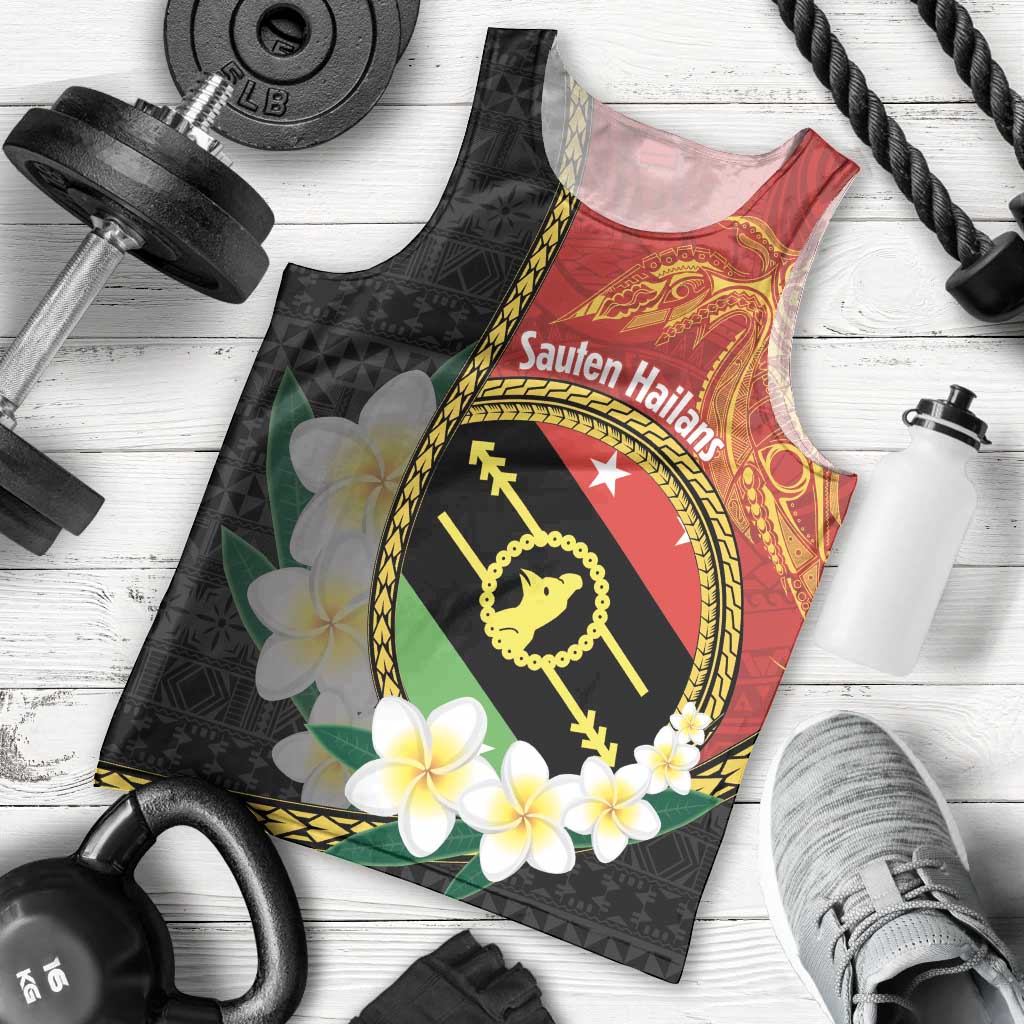 Personalised PNG Sauten Hailans Men Tank Top Papua New Guinea Plumeria Melanesian Pattern LT14 - Polynesian Pride