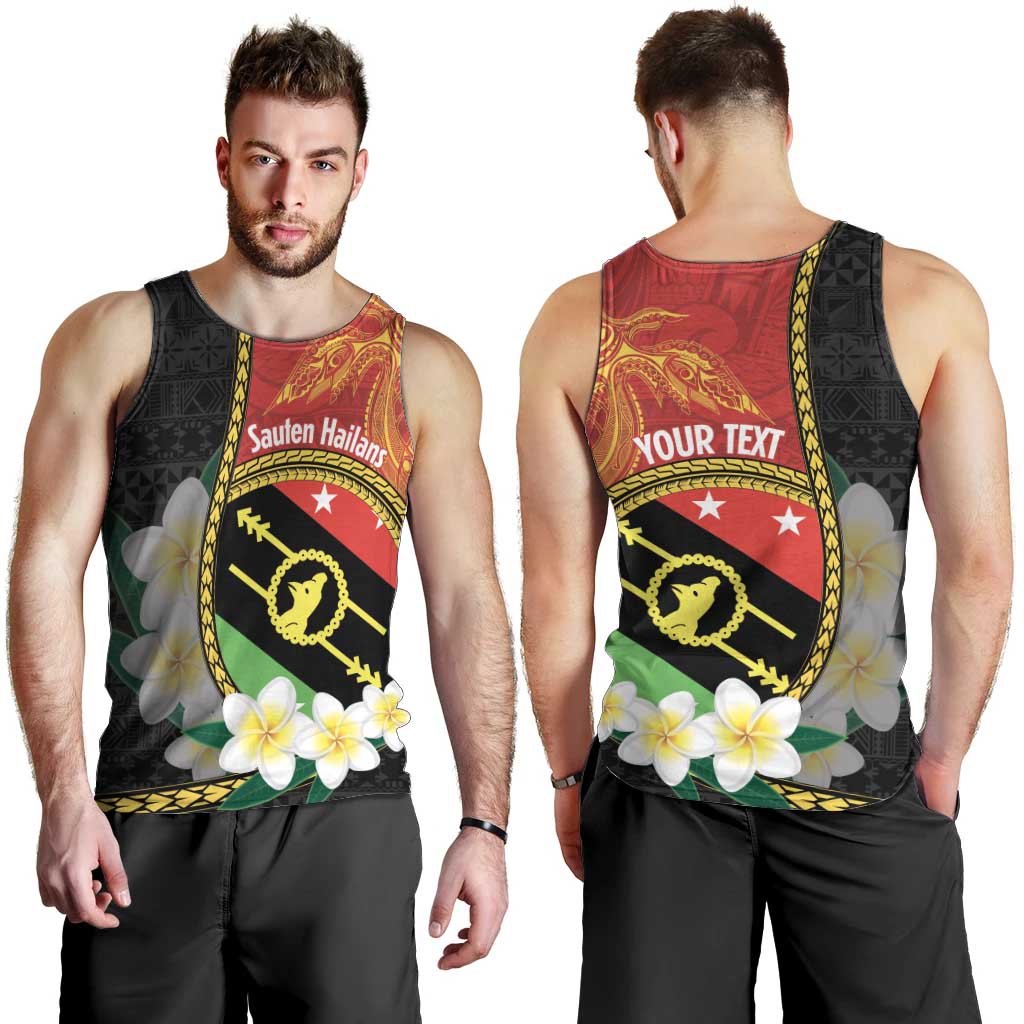 Personalised PNG Sauten Hailans Men Tank Top Papua New Guinea Plumeria Melanesian Pattern LT14 - Polynesian Pride