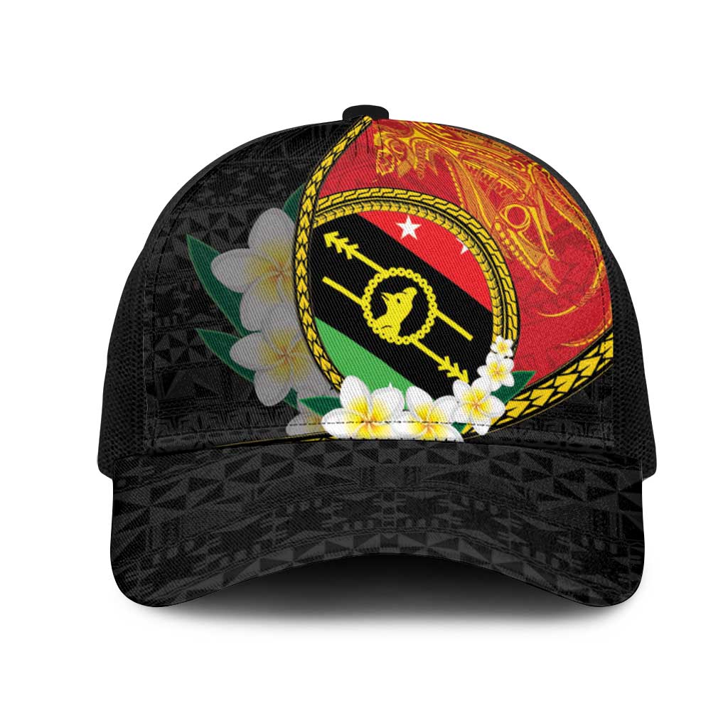 PNG Sauten Hailans Mesh Trucker Cap Papua New Guinea Plumeria Melanesian Pattern - Polynesian Pride