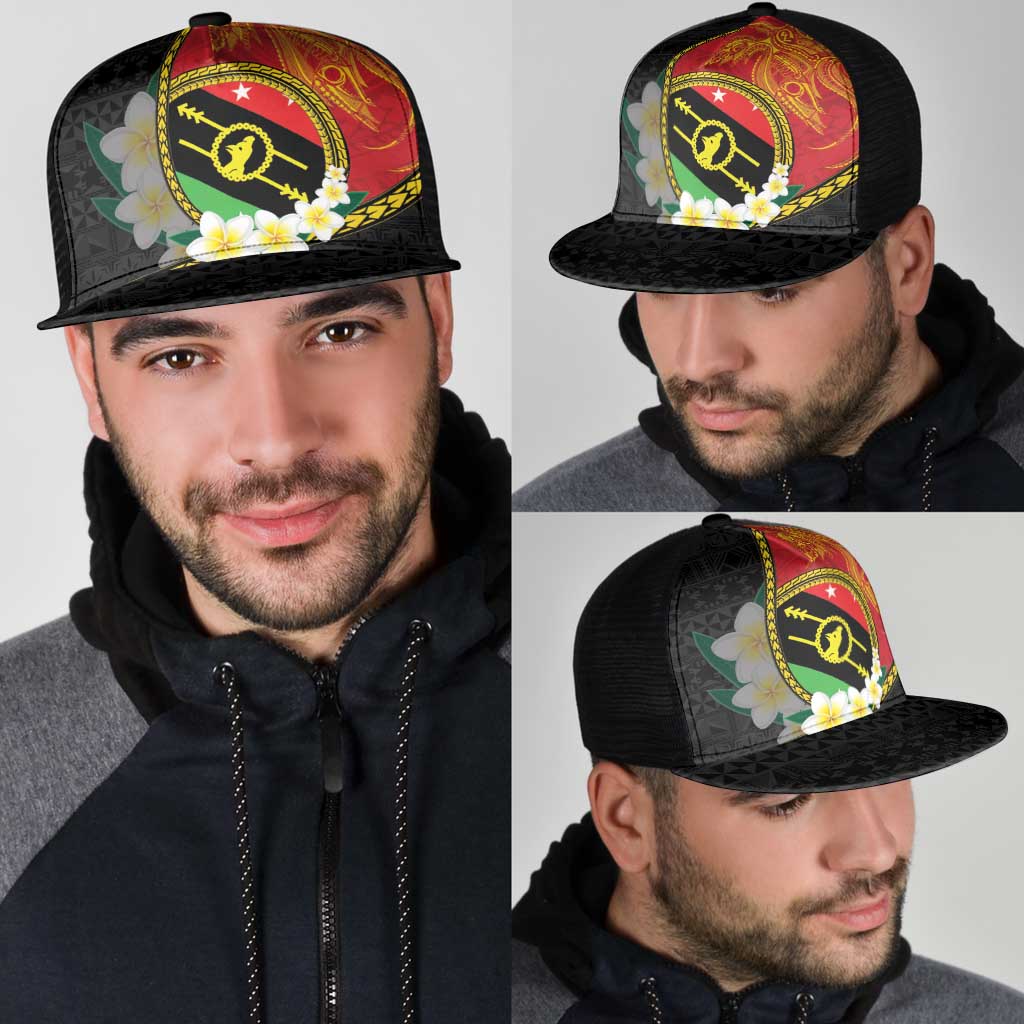 PNG Sauten Hailans Mesh Trucker Cap Papua New Guinea Plumeria Melanesian Pattern - Polynesian Pride