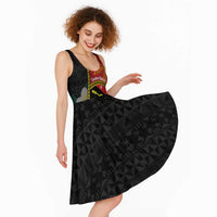 Personalised PNG Sauten Hailans Midi Dress Papua New Guinea Plumeria Melanesian Pattern LT14 - Polynesian Pride